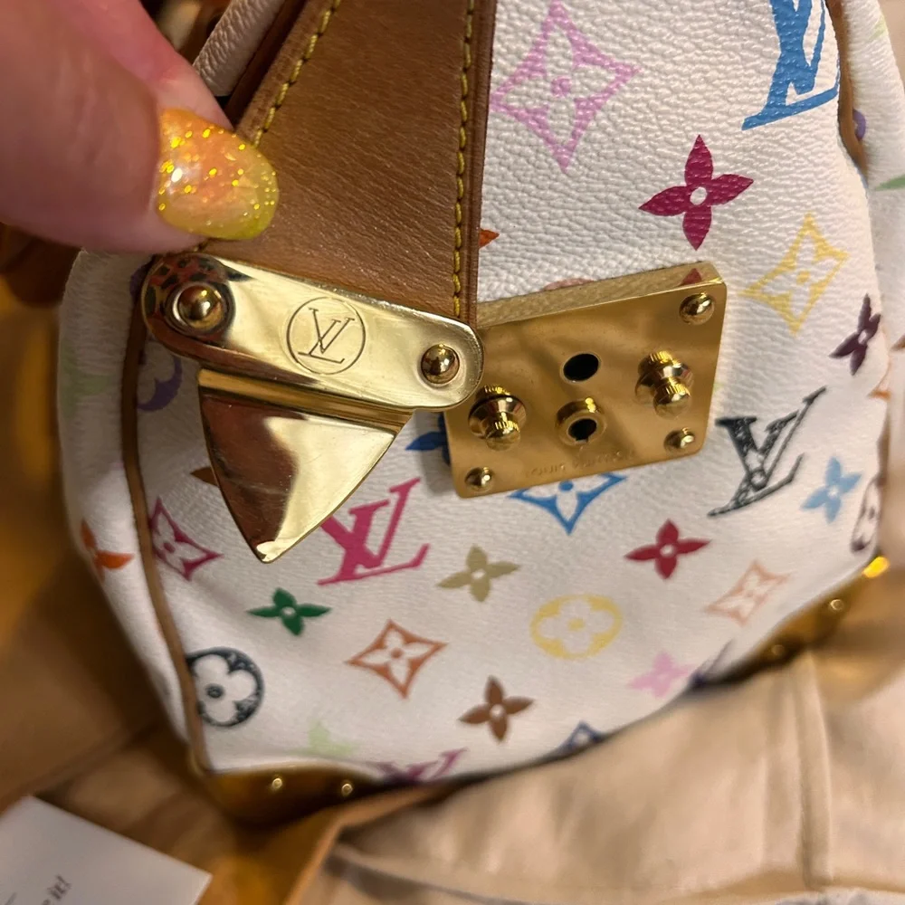 241. Louis Vuitton White Murakami Speedy 30 - Picture 10 of 12
